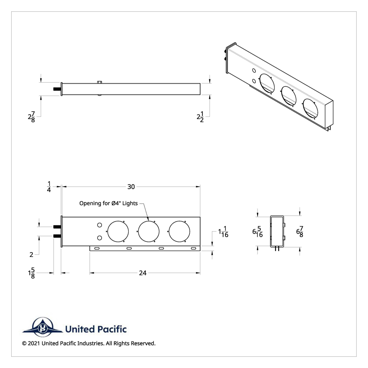 2" Bolt Pattern Stainless Spring Loaded Light Bar With 6X 4" Lights & Visors (Pair)