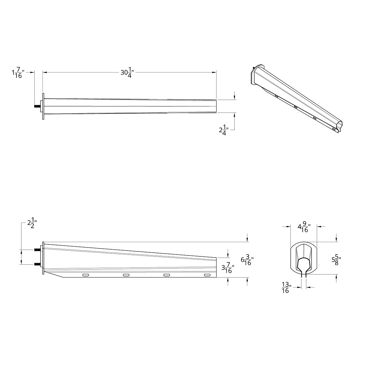 30" 304 Stainless Heavy Duty Mud Flap Hangers - 2.5" Bolt Pattern (Pair)