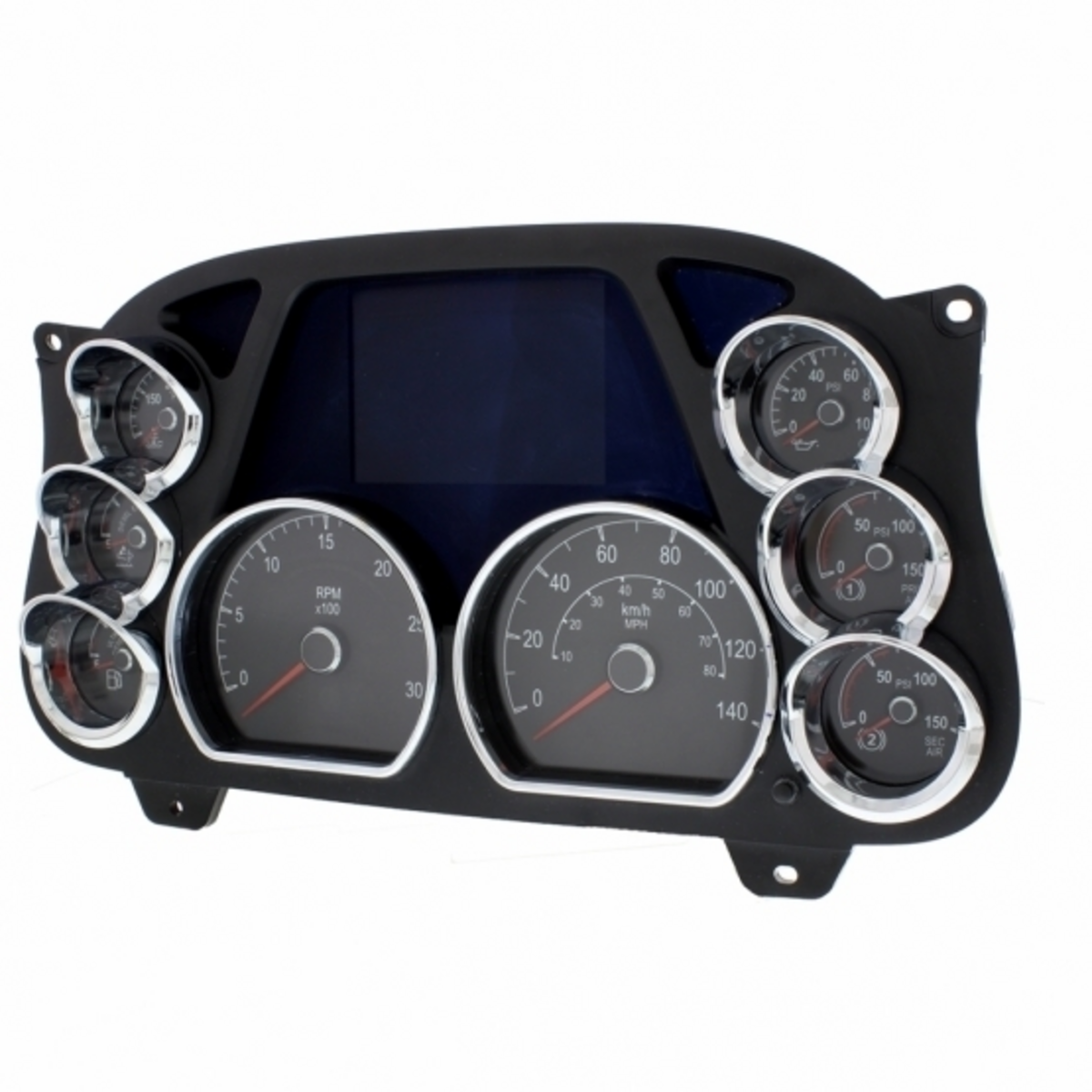 Chrome Plastic Center Dash 3 Gauge Cluster Cover With Visor For 2013-2021 Peterbilt 579-Left