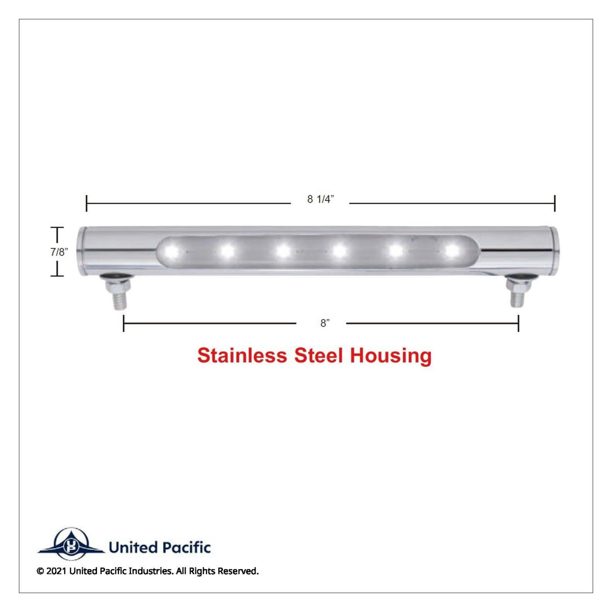 6 LED Stainless Steel Tube Light - Amber LED