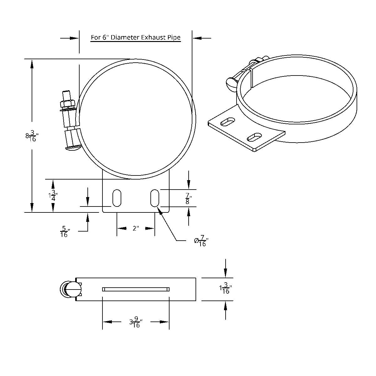 6" Chrome Cab Exhaust Clamp For Peterbilt