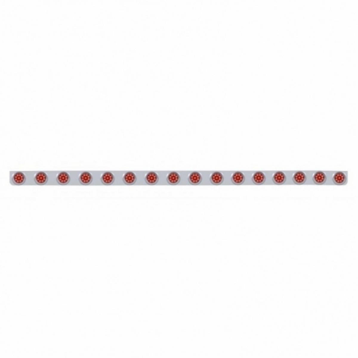 79-1/2" SS Bumper Light Bracket With 16X 9 LED 2" Reflector Lights & Visors -Red LED & Lens