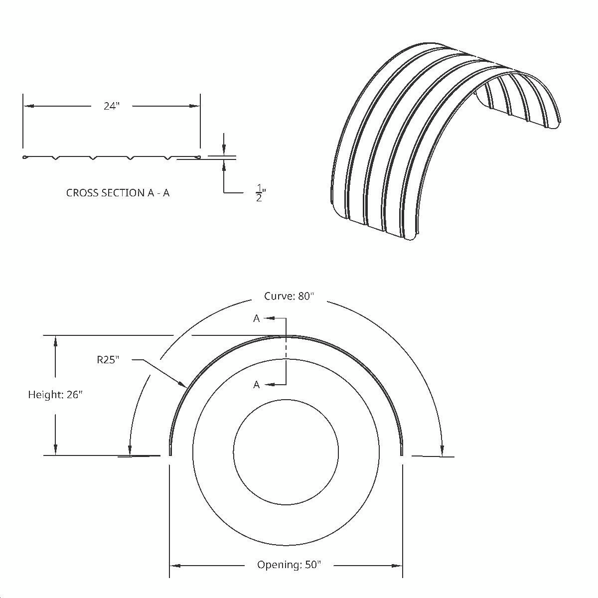 80" 430 Stainless Steel (18ga) Single Axle Fender - SR Series (Pair)