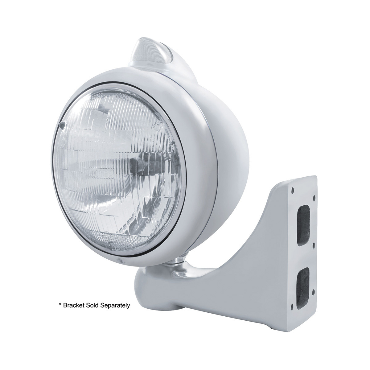 Stainless Steel Guide 682-C Headlight H6024 & Original Style LED Signal - Clear Lens
