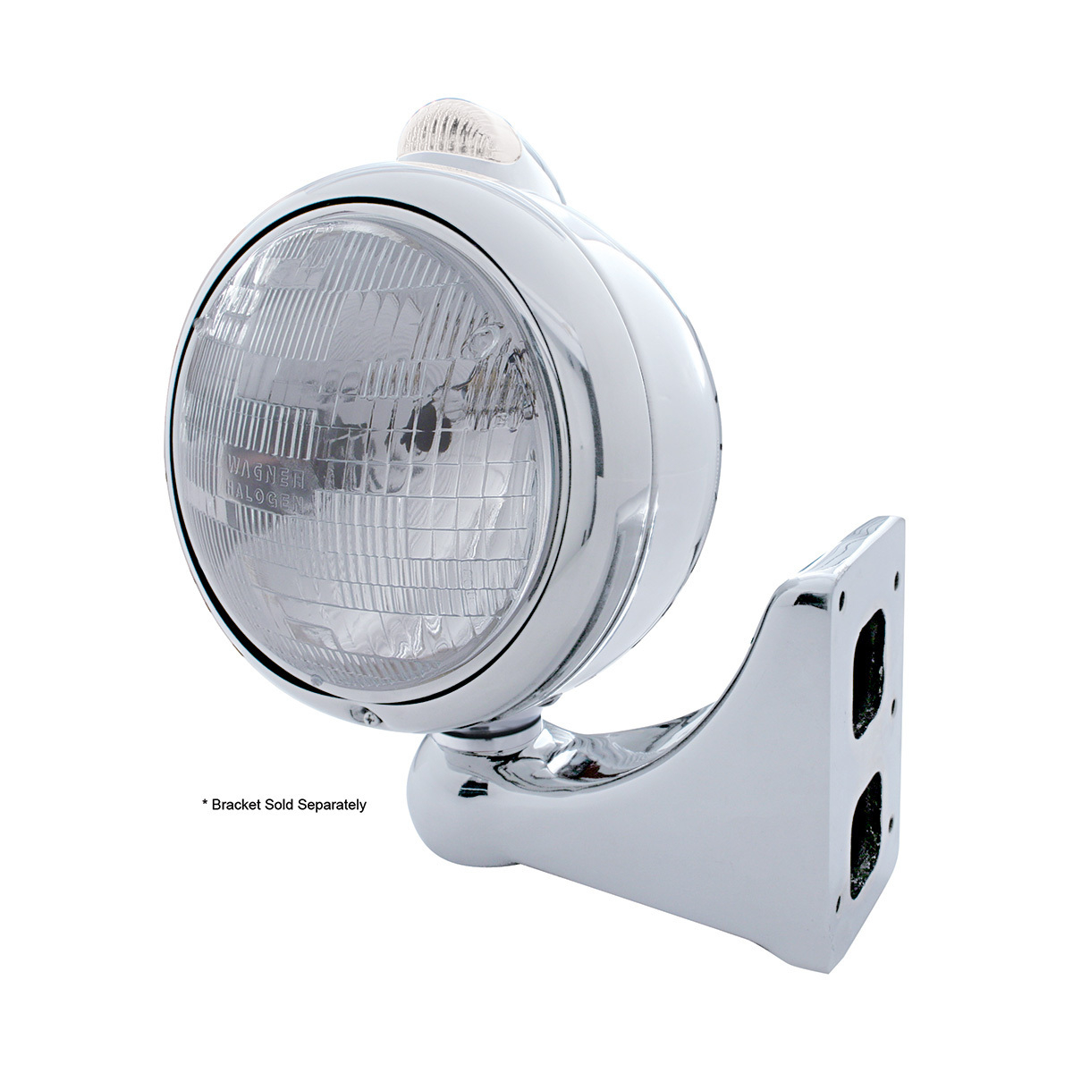 Stainless Steel Guide 682-C Headlight H6024 & Dual Mode LED Signal - Clear Lens