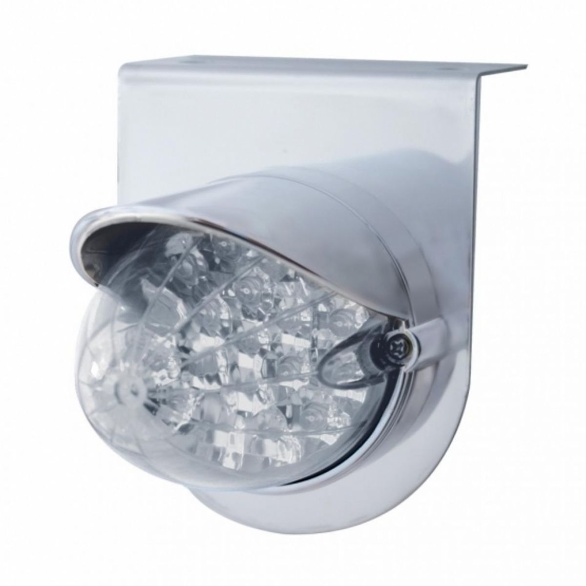 Stainless Light Bracket With 19 LED Reflector Light & Visor - Amber LED/Clear Lens