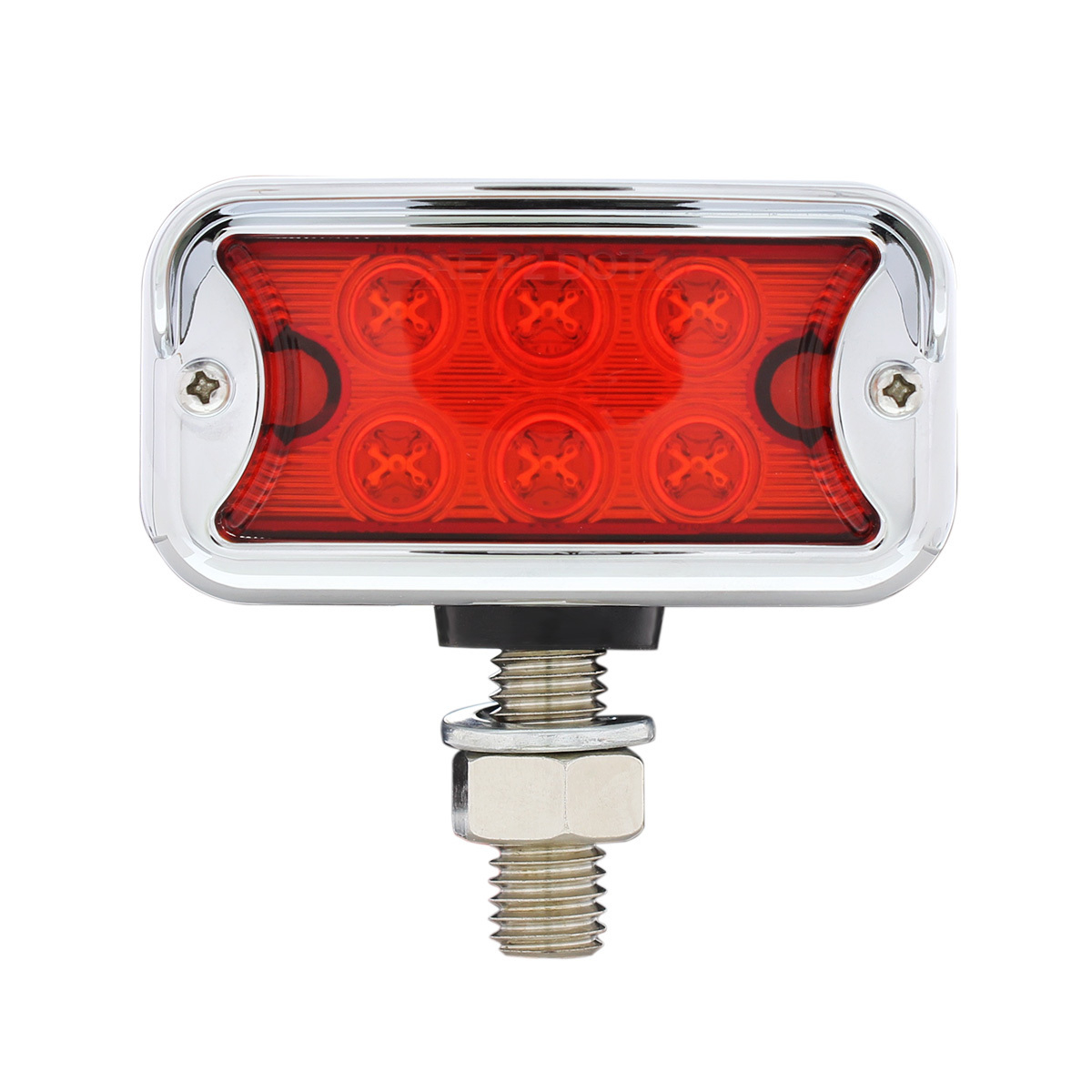12 LED Dual Function Double Face Light W/Visor - T-Mount - Amber & Red LED/Amber & Red Lens