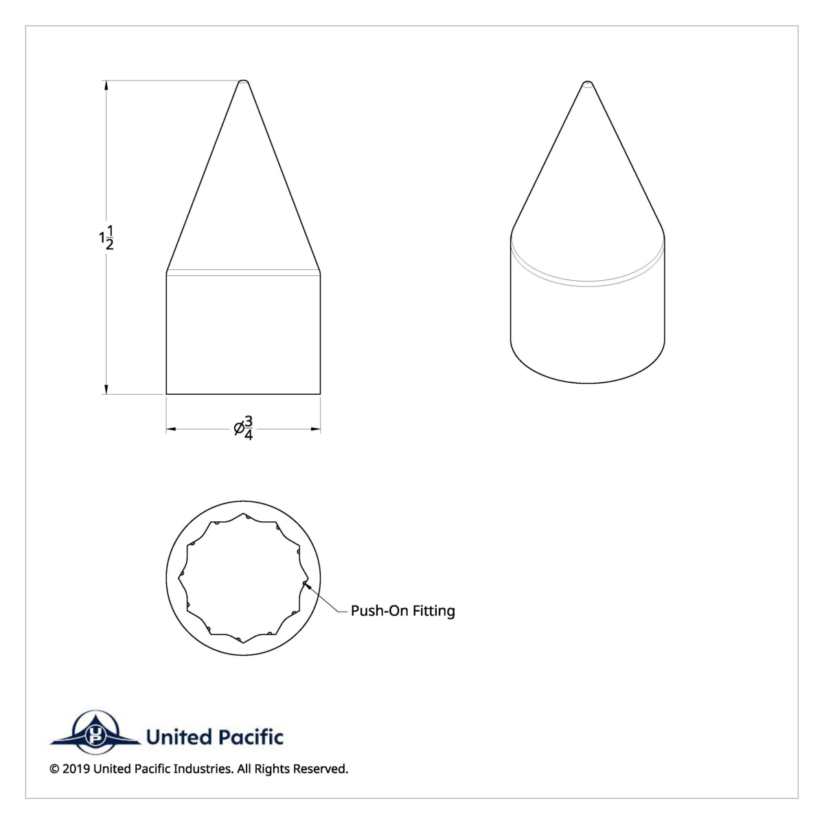 9/16" x 1-1/2" Chrome Plastic Spike Nut Covers - Push-On (10-Pack)