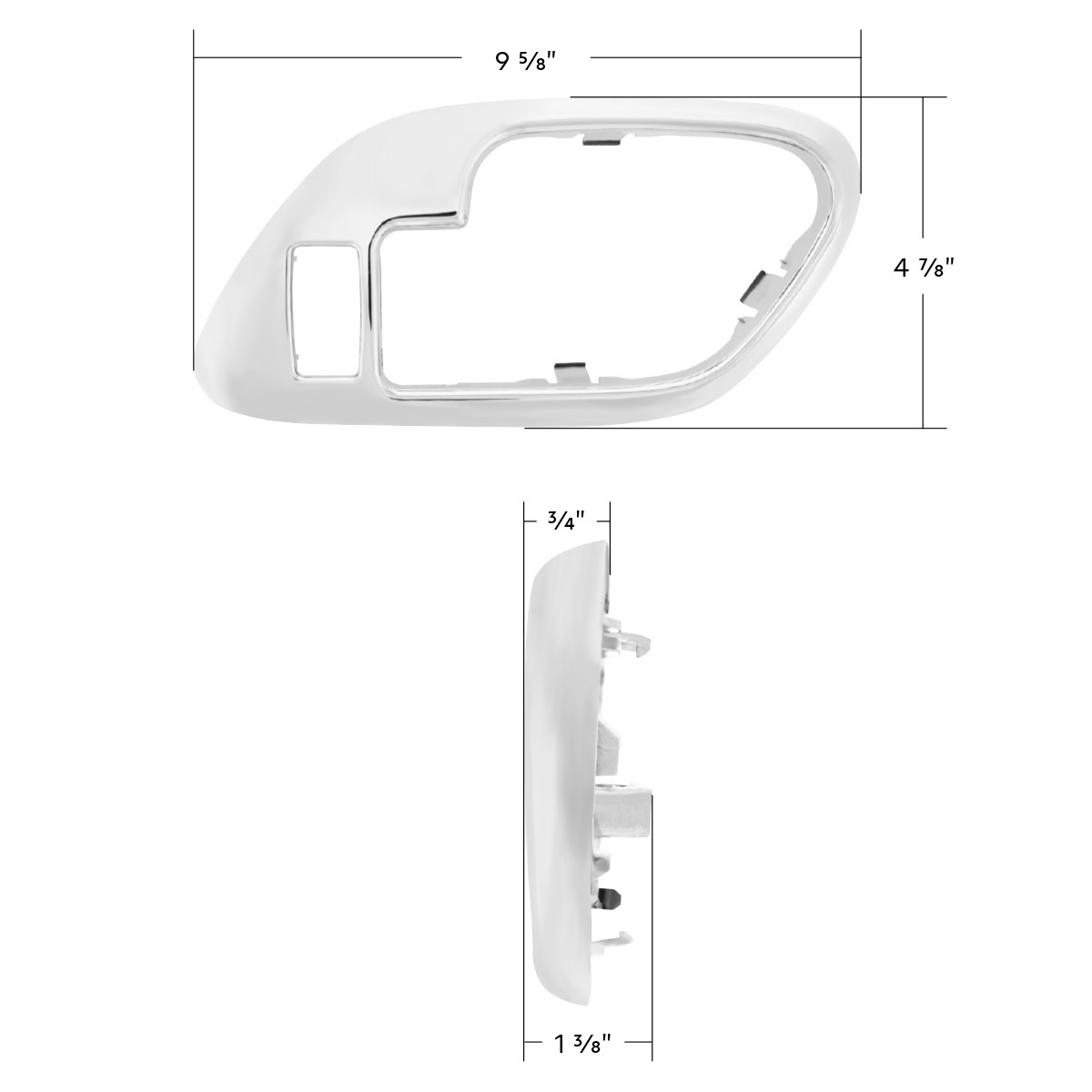 Chrome Plastic Interior Door Handle Bezel With Door Lock Hole For 1995-2000 Chevrolet/GMC Truck-L/H
