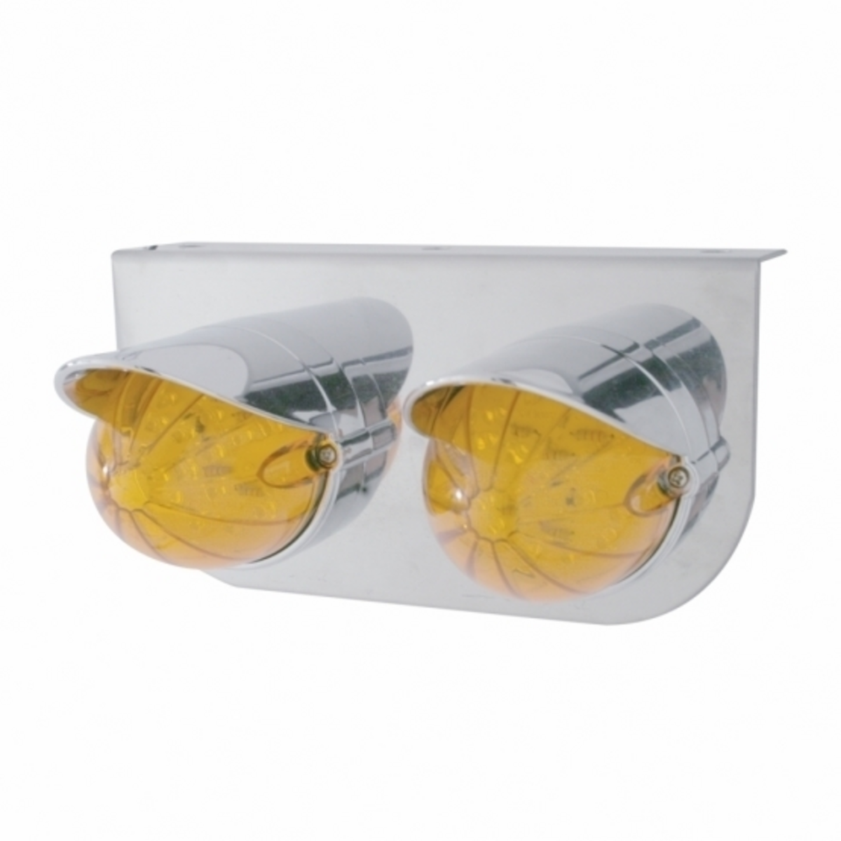 SS Light Bracket With 2X 19 LED Bullet Style Grakon 1000 Lights & Visors -Amber LED & Lens