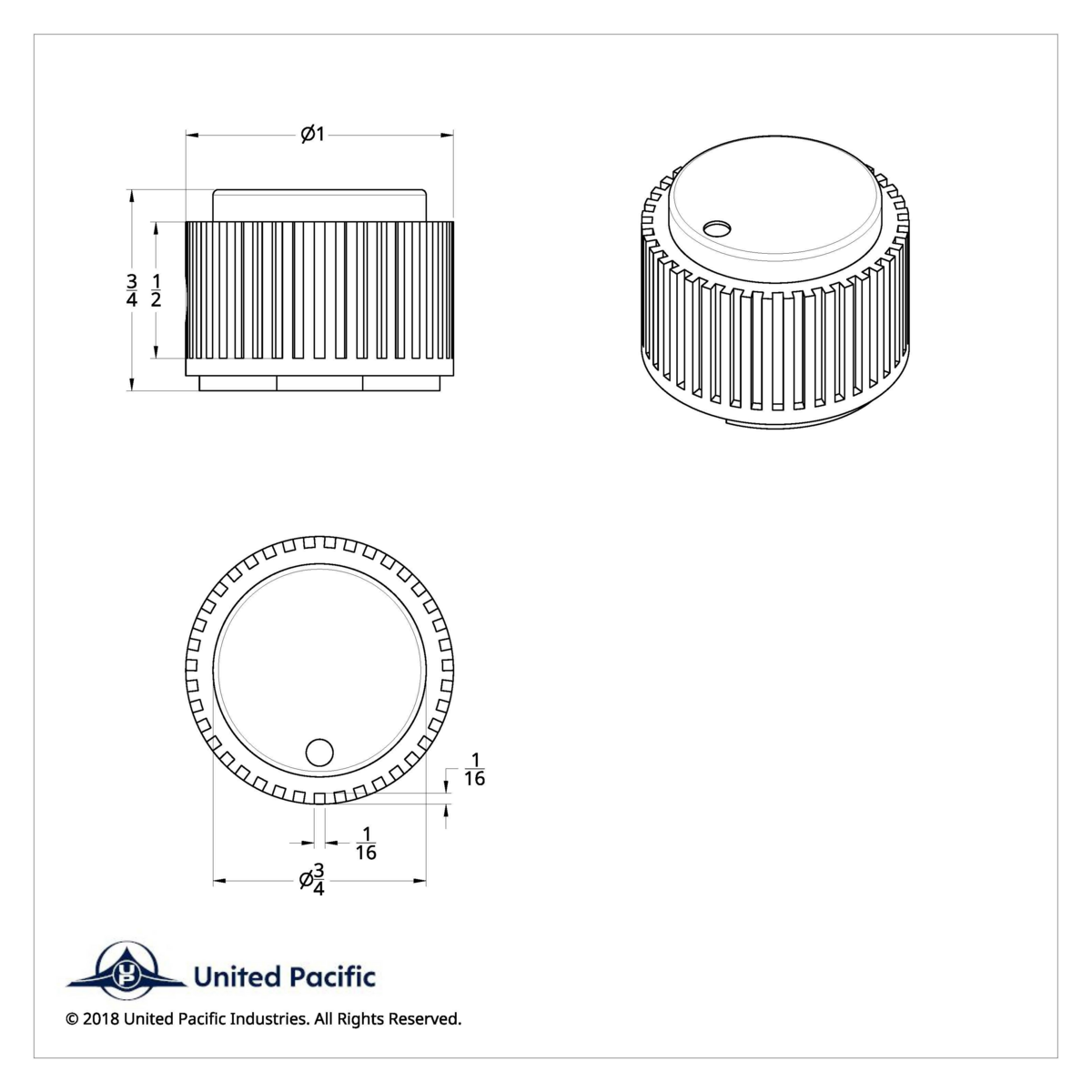 Chrome Plastic 1" Diameter Control Knob