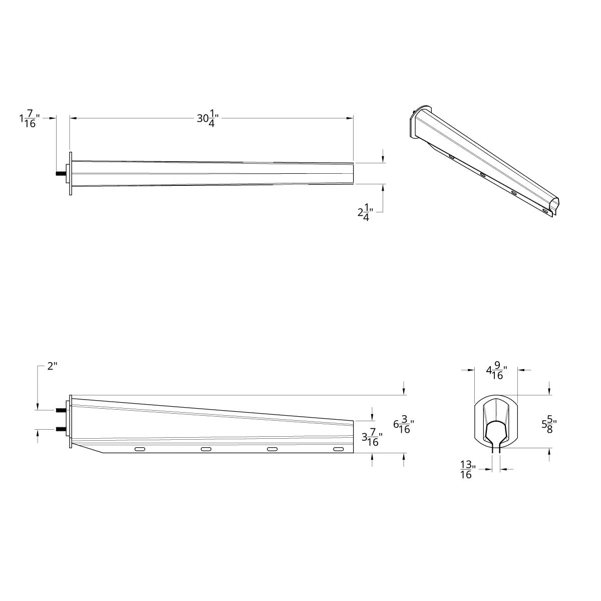30" Chrome Heavy Duty Mud Flap Hangers - 2" Bolt Pattern (Pair)