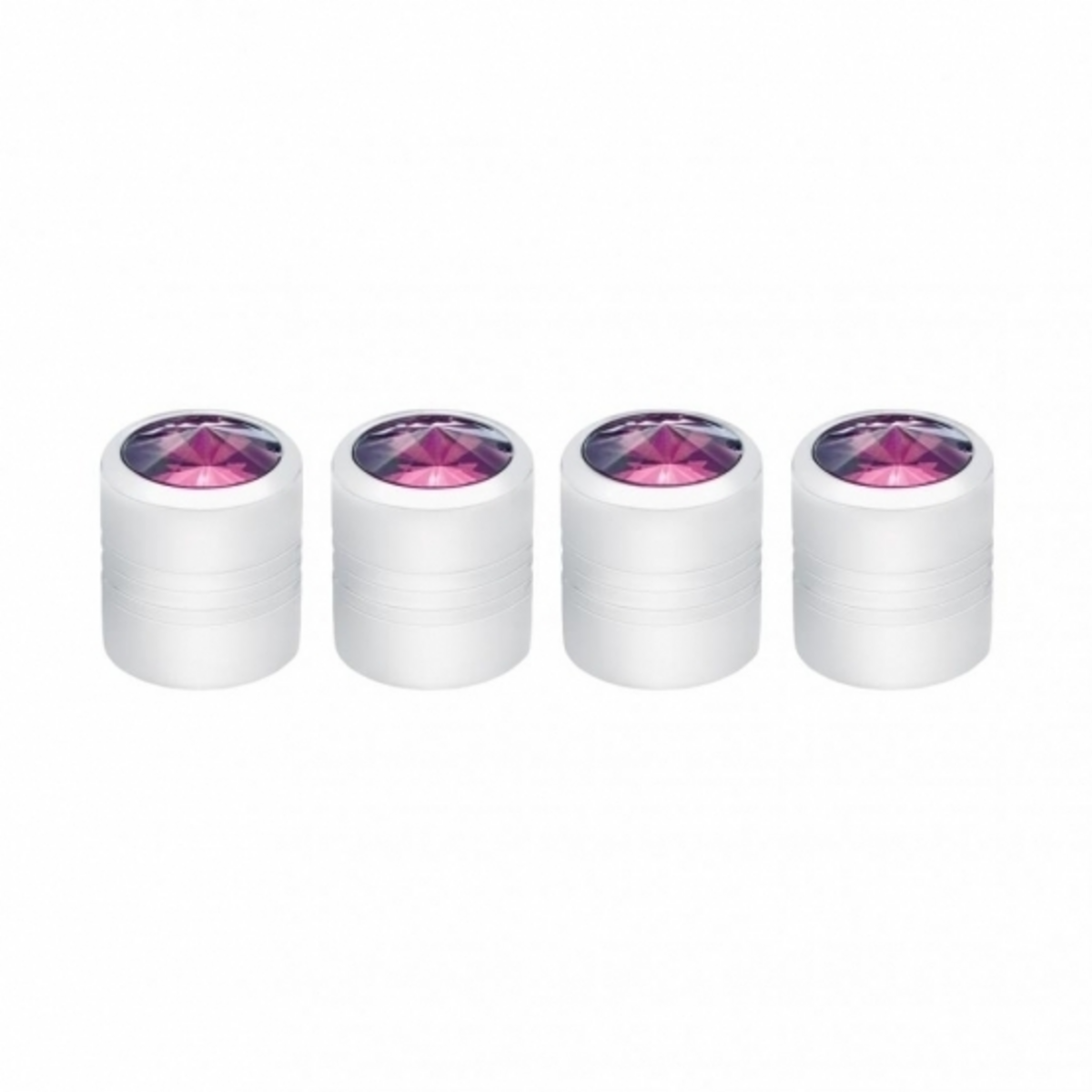 Chrome Round Valve Caps With Purple Crystal (4-Pack)