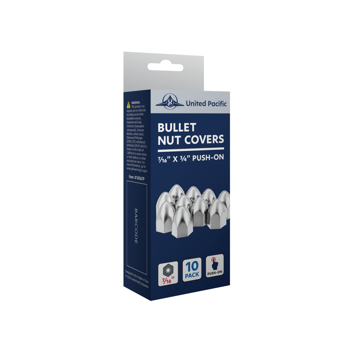 7/16" x 3/4" Chrome Plastic Bullet Nut Covers - Push-On (10-Pack)