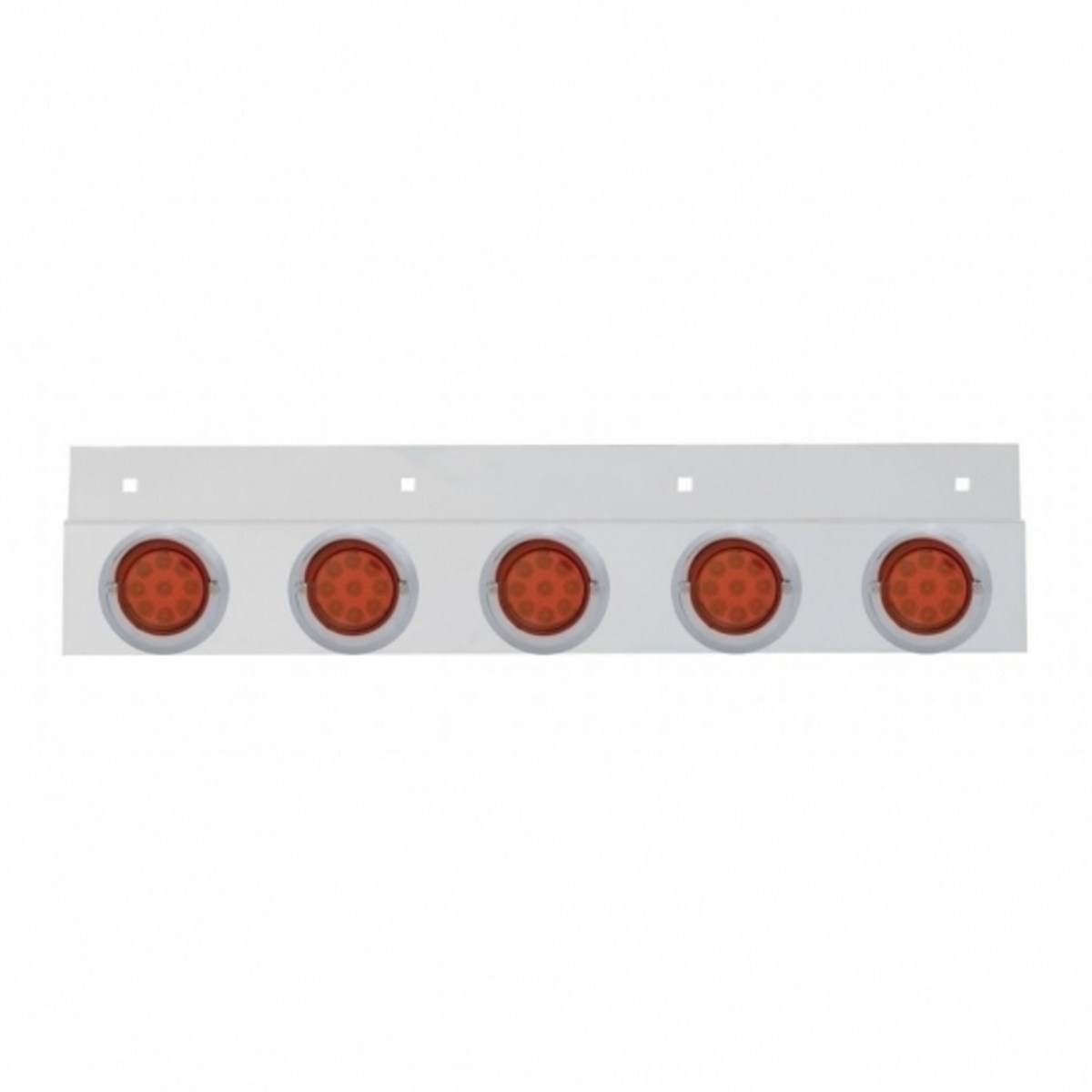 Stainless Top Mud Flap Plate With 5X 9 LED 2" Reflector Lights & Visors - Red LED/Red Lens (Each)