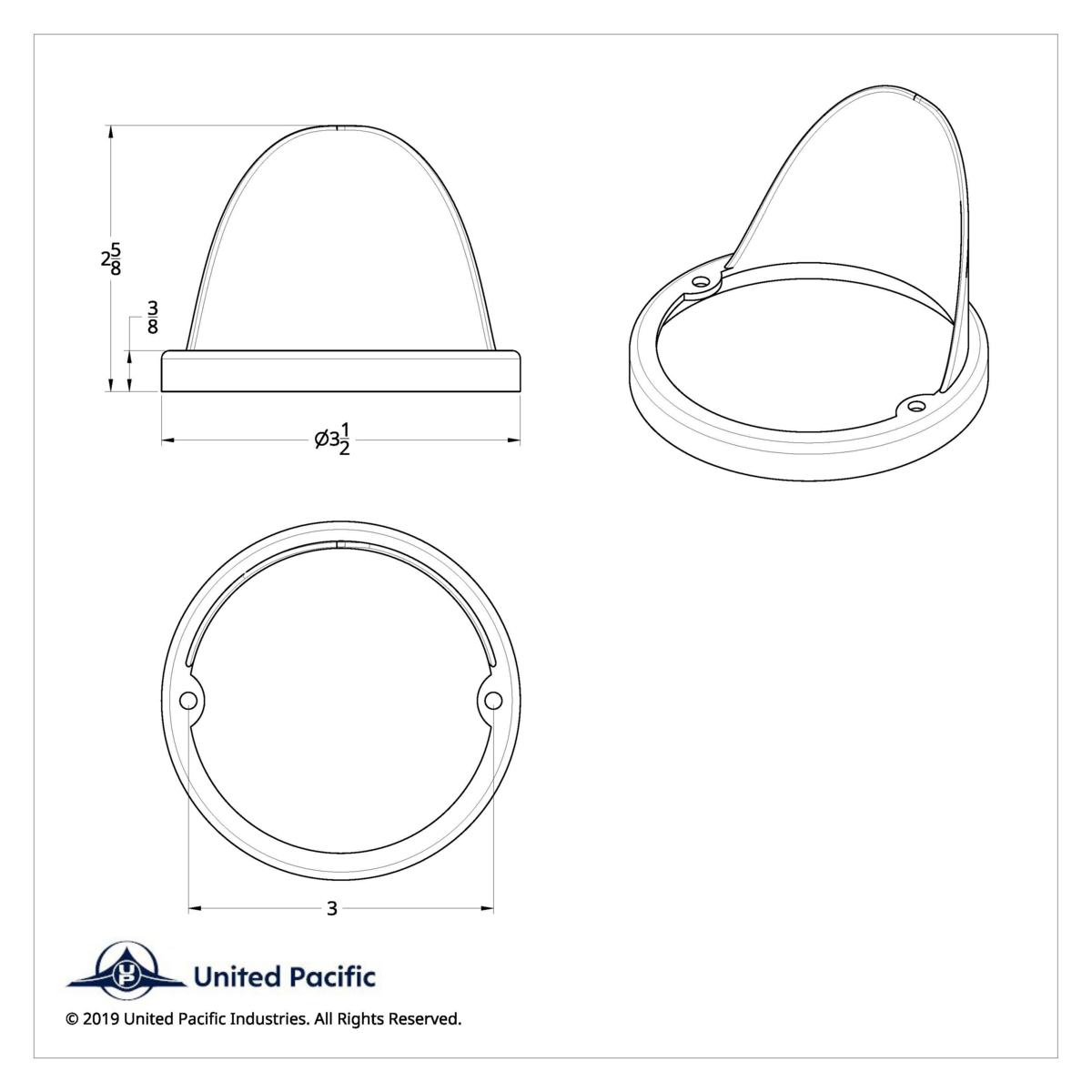Chrome LED Light Flush Mount Base With Visor (Bulk)