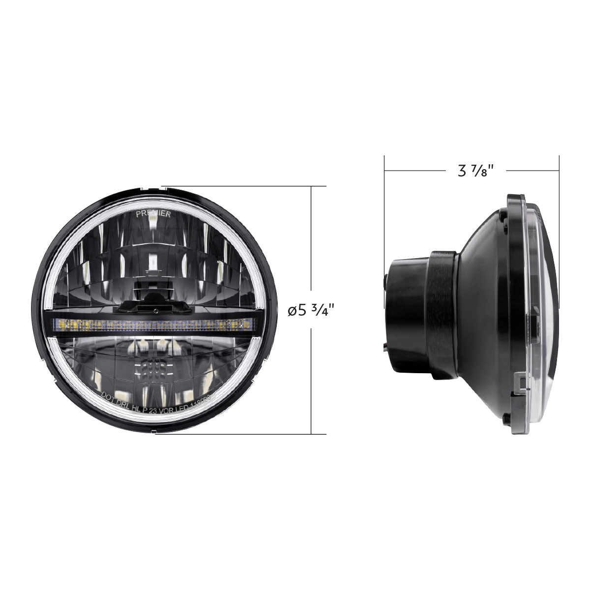 ULTRALIT - High Power LED 5-3/4" Headlight With LED DRL/Position Light - Black