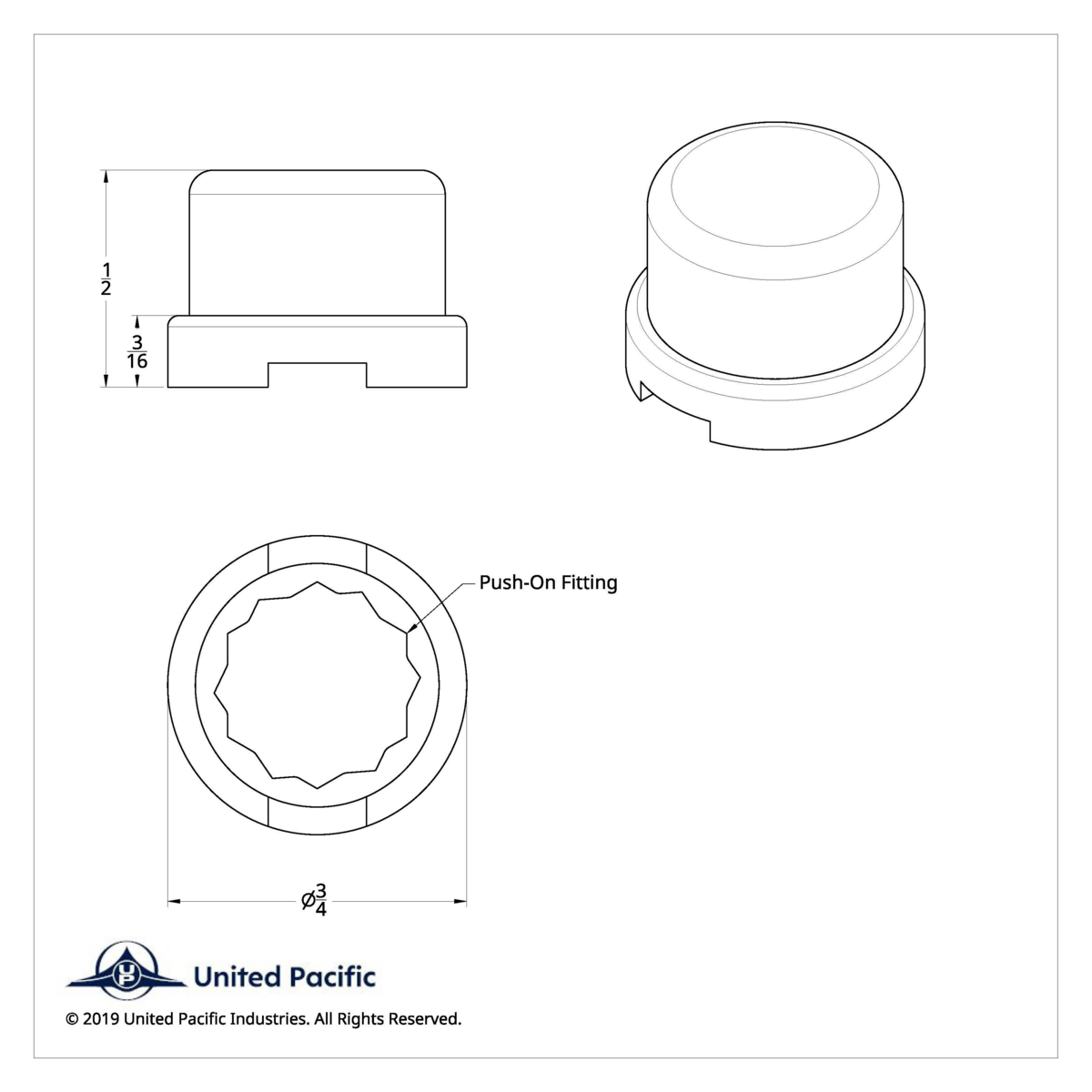 7/16" x 1/2" Chrome Plastic Flat Top Nut Covers - Push-On (10-Pack)