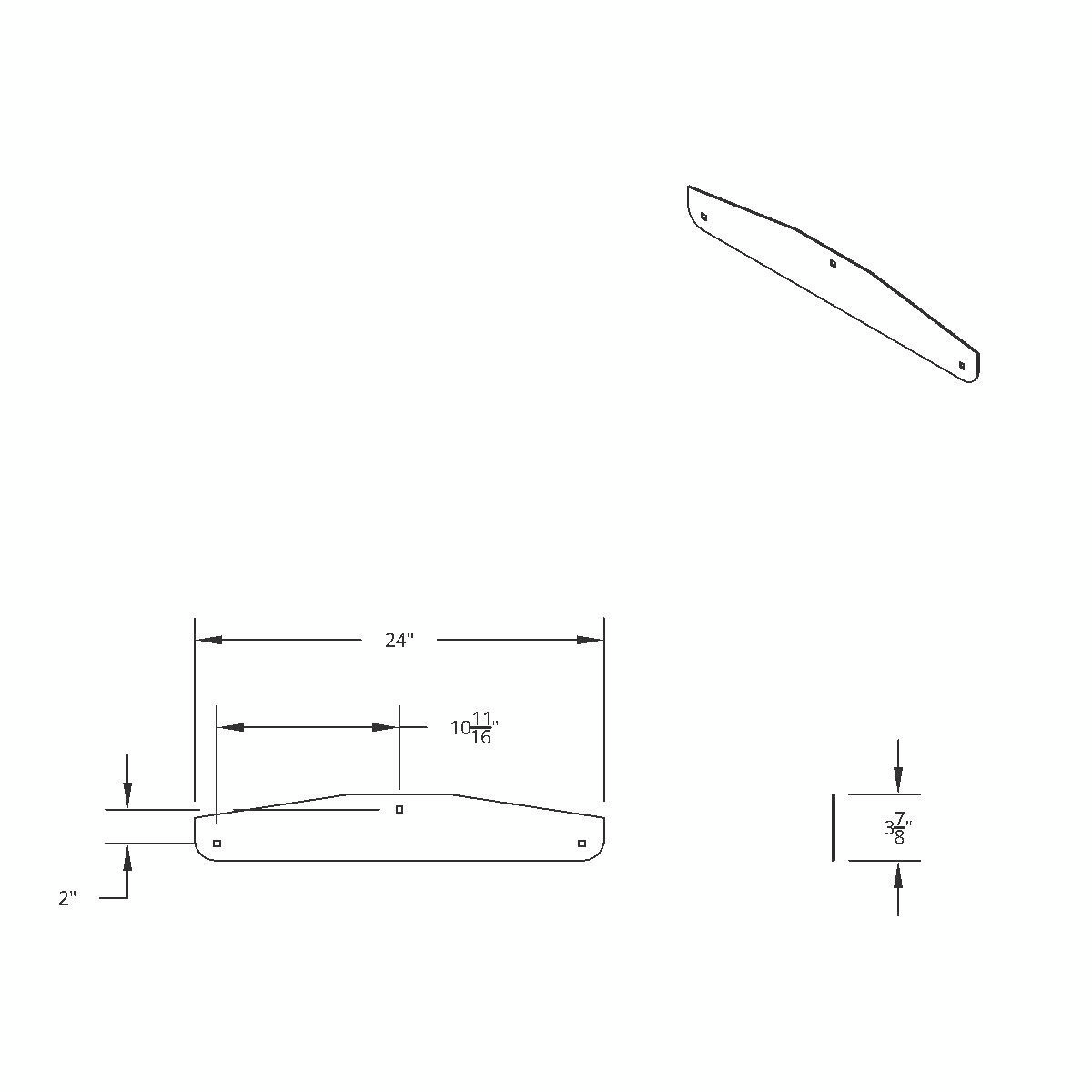 4" X 24" Chrome Standard Bottom Mud Flap Plate - Bolt Thru (Box of 2)