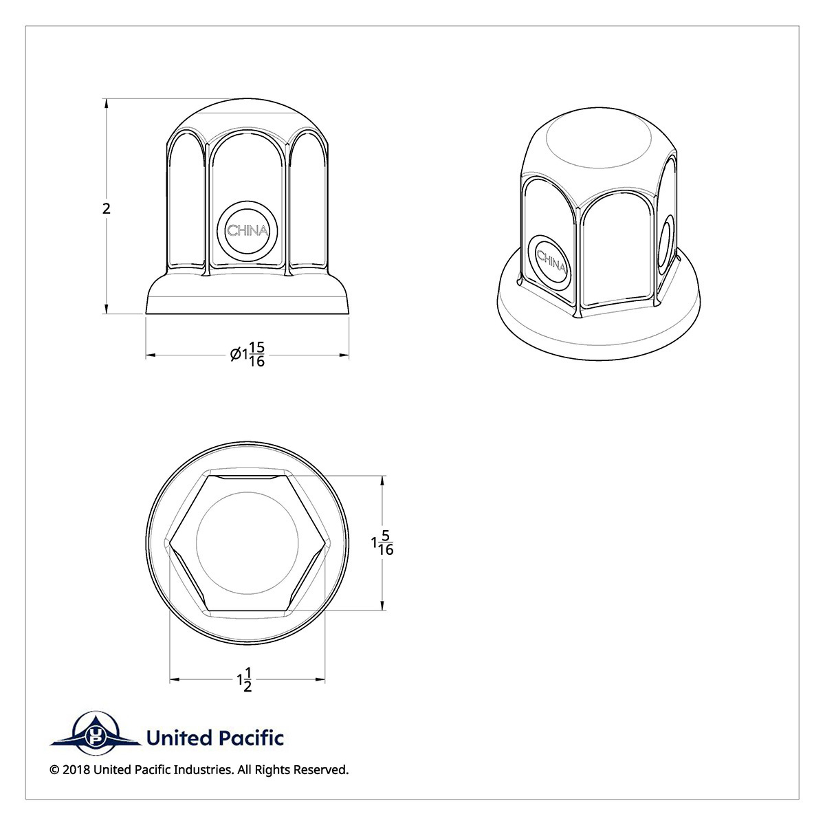 33mm X 2" Chrome Steel Standard Nut Cover With Flange