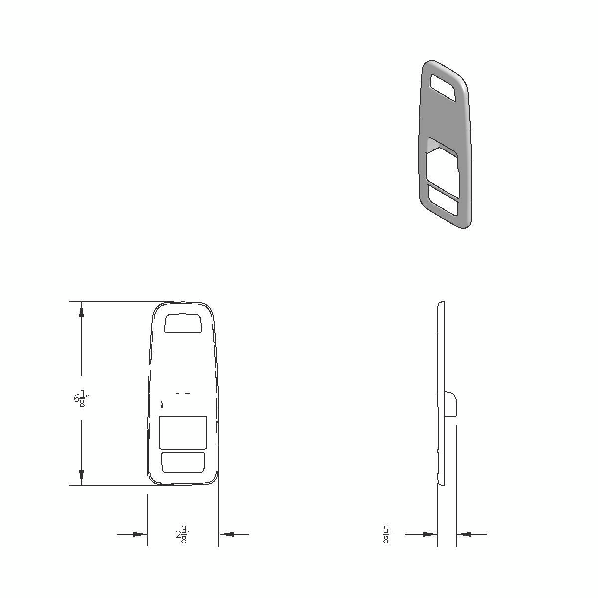 Chrome Plastic Door Switch Cover For 2013-2024 Kenworth T680-Driver (Without Power Mirrors)