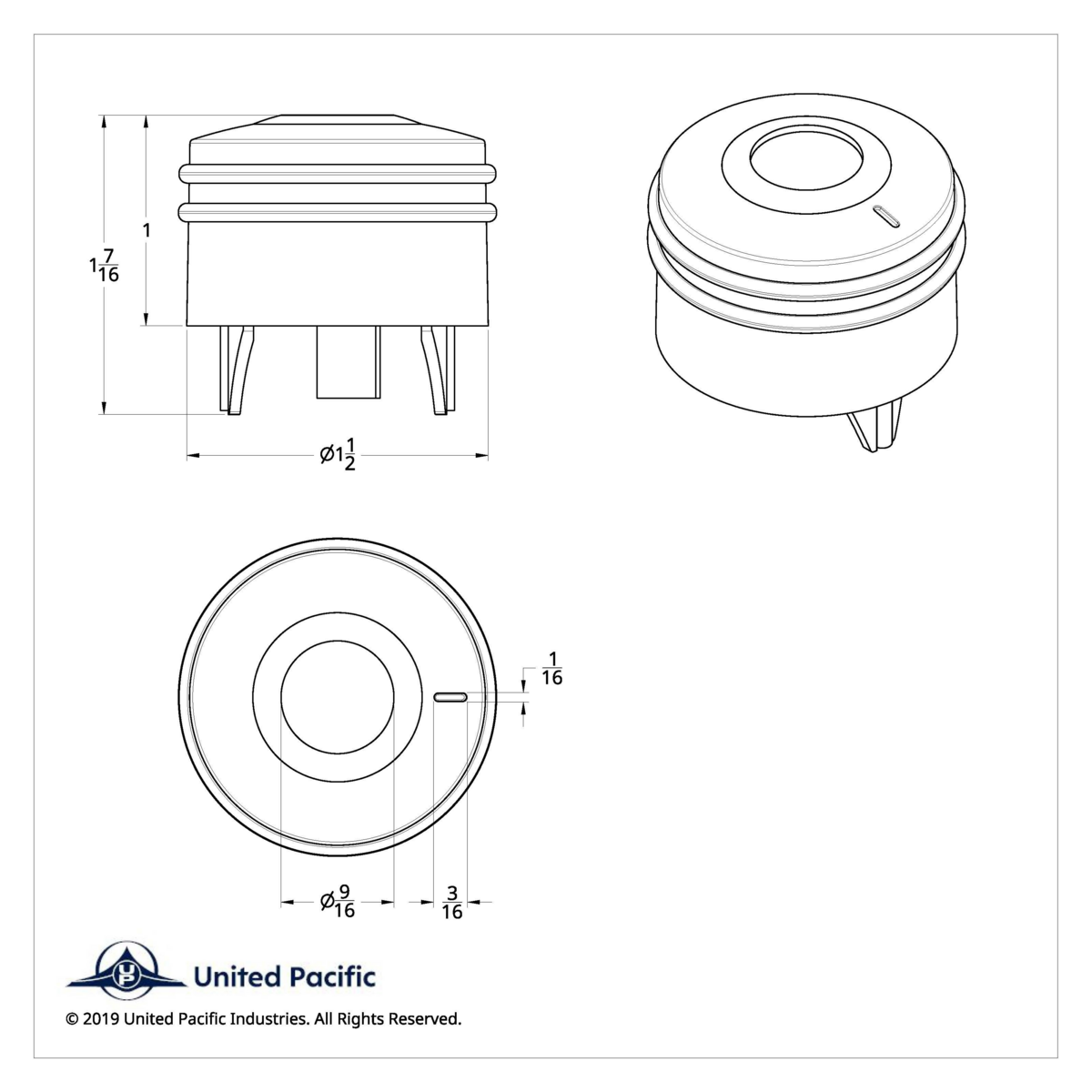Deluxe Signature A/C Control Knob For Peterbilt - Blue Crystal
