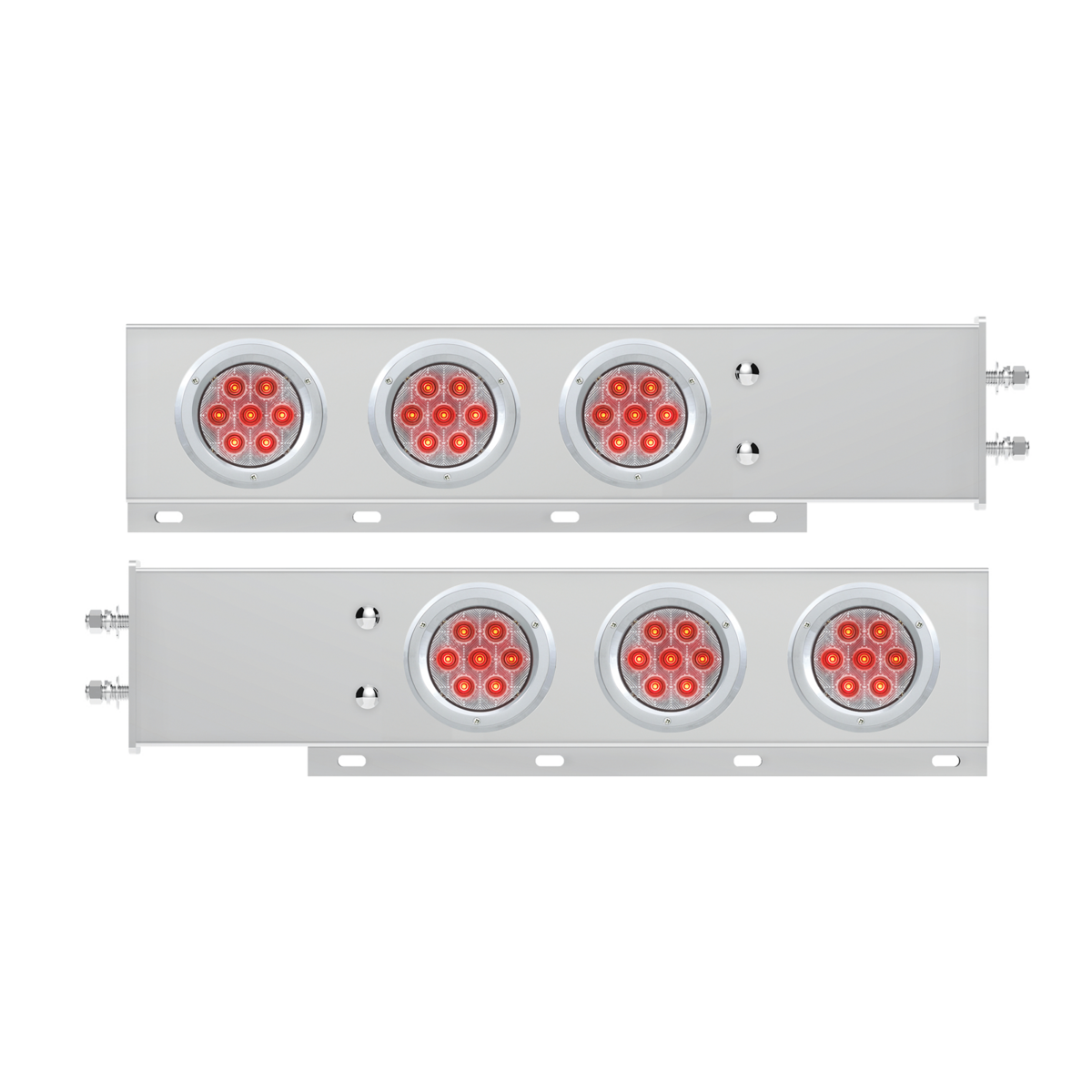 2.5" Bolt Pattern Spring Loaded Rear Bar With 6X Competition Series 7 Red LED 4" Light -Clear Lens (Pair)