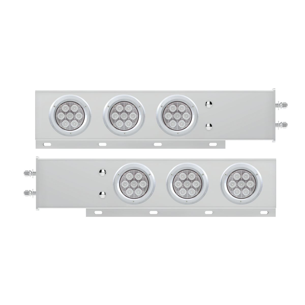 2.5" Bolt Pattern Spring Loaded Rear Bar With 6X Competition Series 7 Red LED 4" Light -Clear Lens (Pair)
