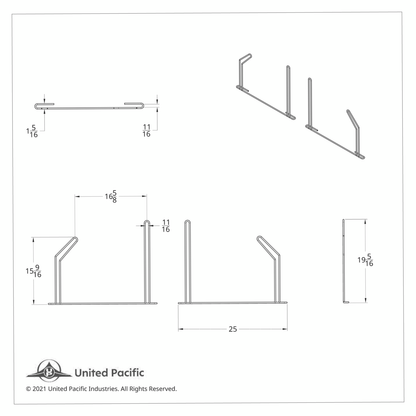 24" Chrome Angled Anti-Sail Bracket (Pair)