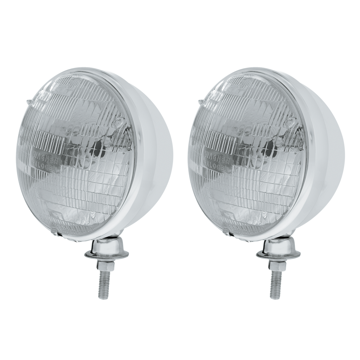 7" Stainless Dietz Style Headlight With 12 Volt H6024 Halogen Seal Beam Bulb (Pair)