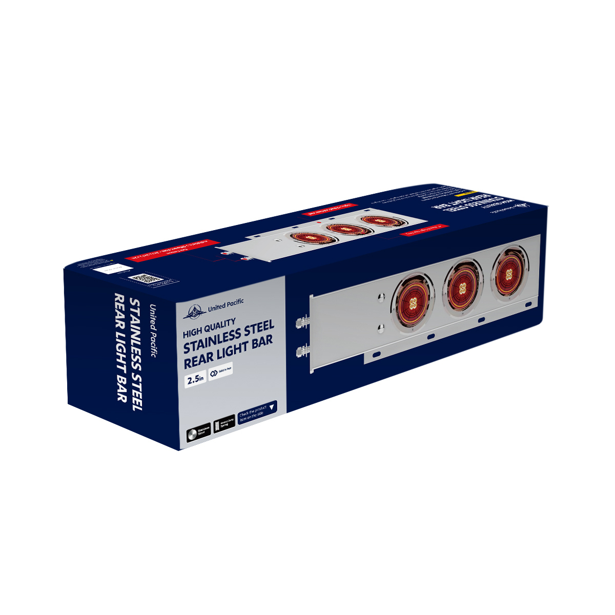 2.5" Bolt Pattern SS Spring Loaded Bar With 6X 4" 13 LED Abyss Lights & Visors - Red LED/Clear Lens (Pair)