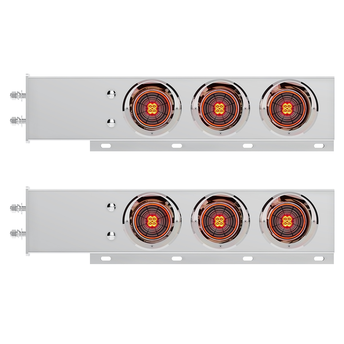 2.5" Bolt Pattern SS Spring Loaded Bar With 6X 4" 13 LED Abyss Lights & Visors - Red LED/Clear Lens (Pair)