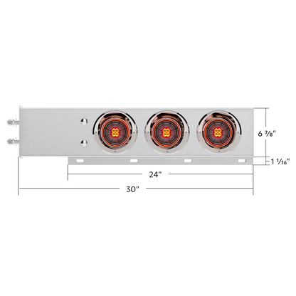 2.5" Bolt Pattern SS Spring Loaded Bar With 6X 4" 13 LED Abyss Lights & Visors - Red LED/Clear Lens (Pair)