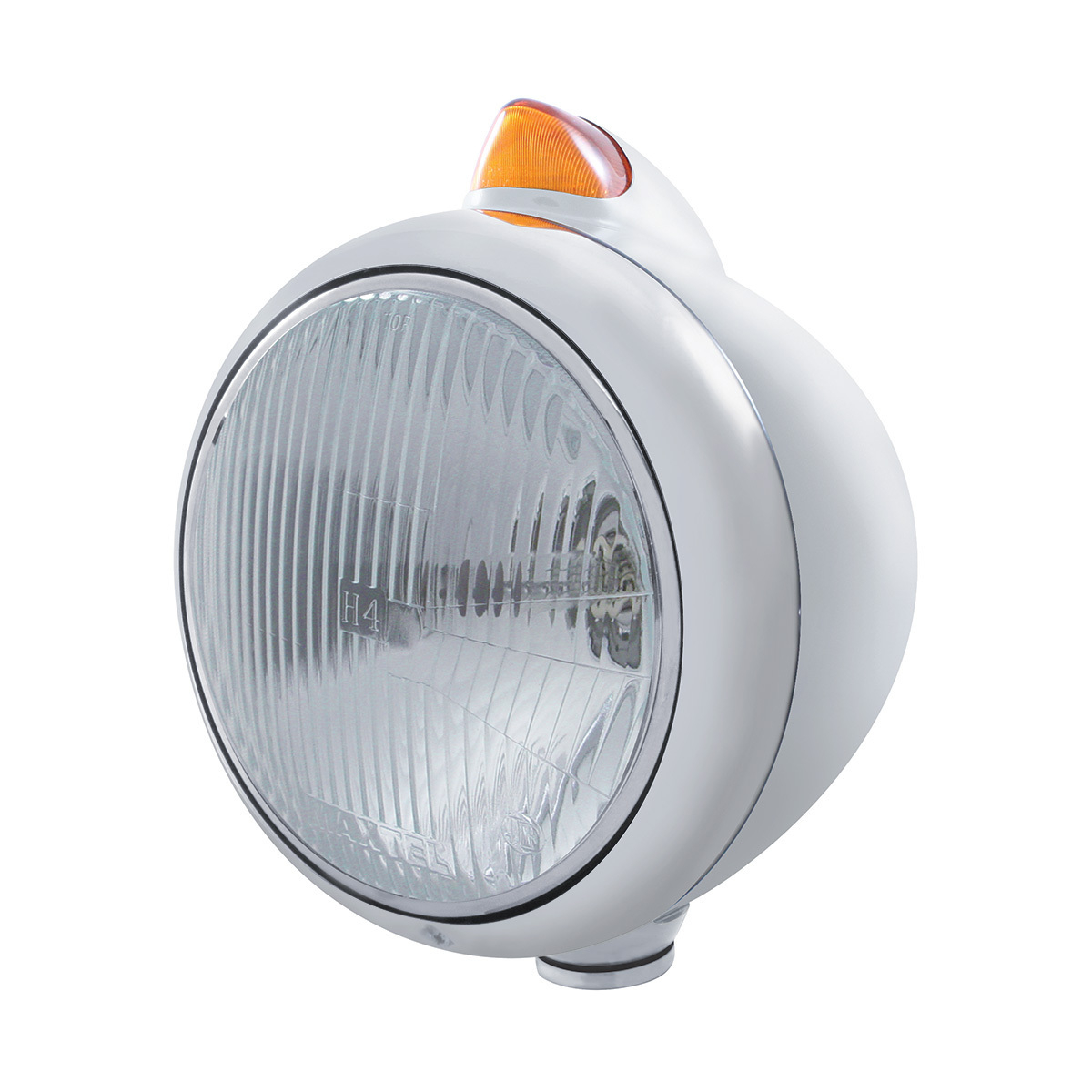 Stainless Steel Guide 682-C Headlight H4 & Original Style LED Signal - Amber Lens