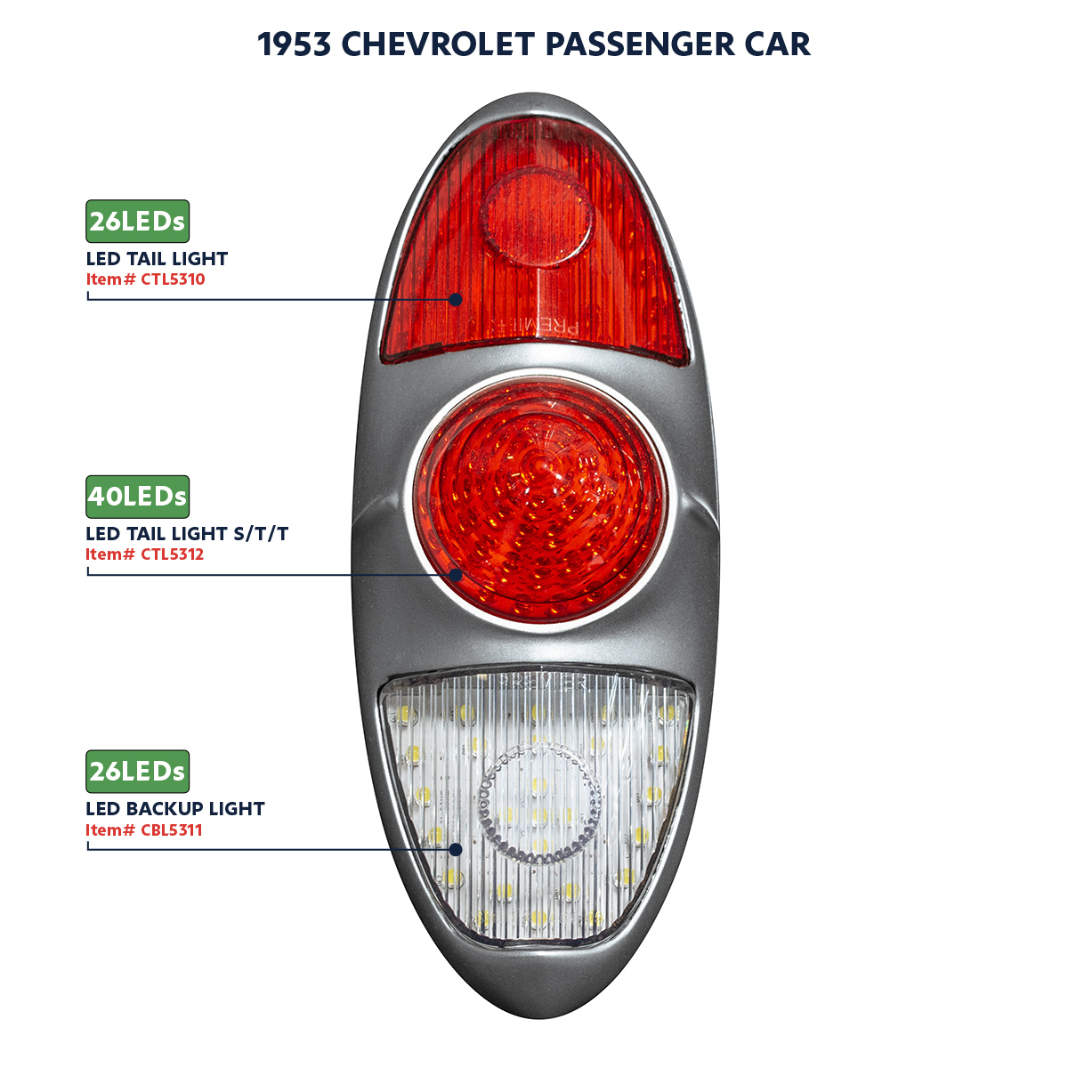 26 LED Backup Light For 1953 Chevrolet Passenger Car