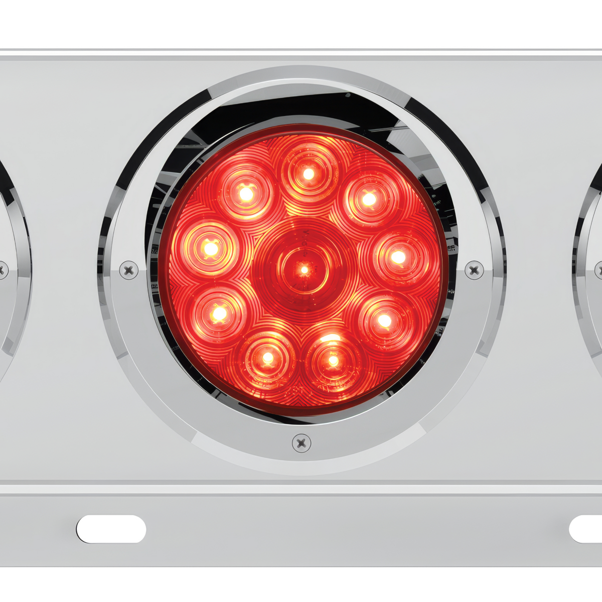 3-3/4" Bolt Pattern Deluxe SS Spring Loaded Bar W/6X 10 LED 4" Lights & Visors -Red LED & Lens (Pair)