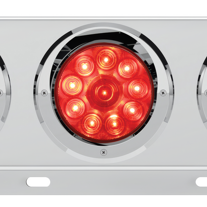 3-3/4" Bolt Pattern Deluxe SS Spring Loaded Bar W/6X 10 LED 4" Lights & Visors -Red LED & Lens (Pair)