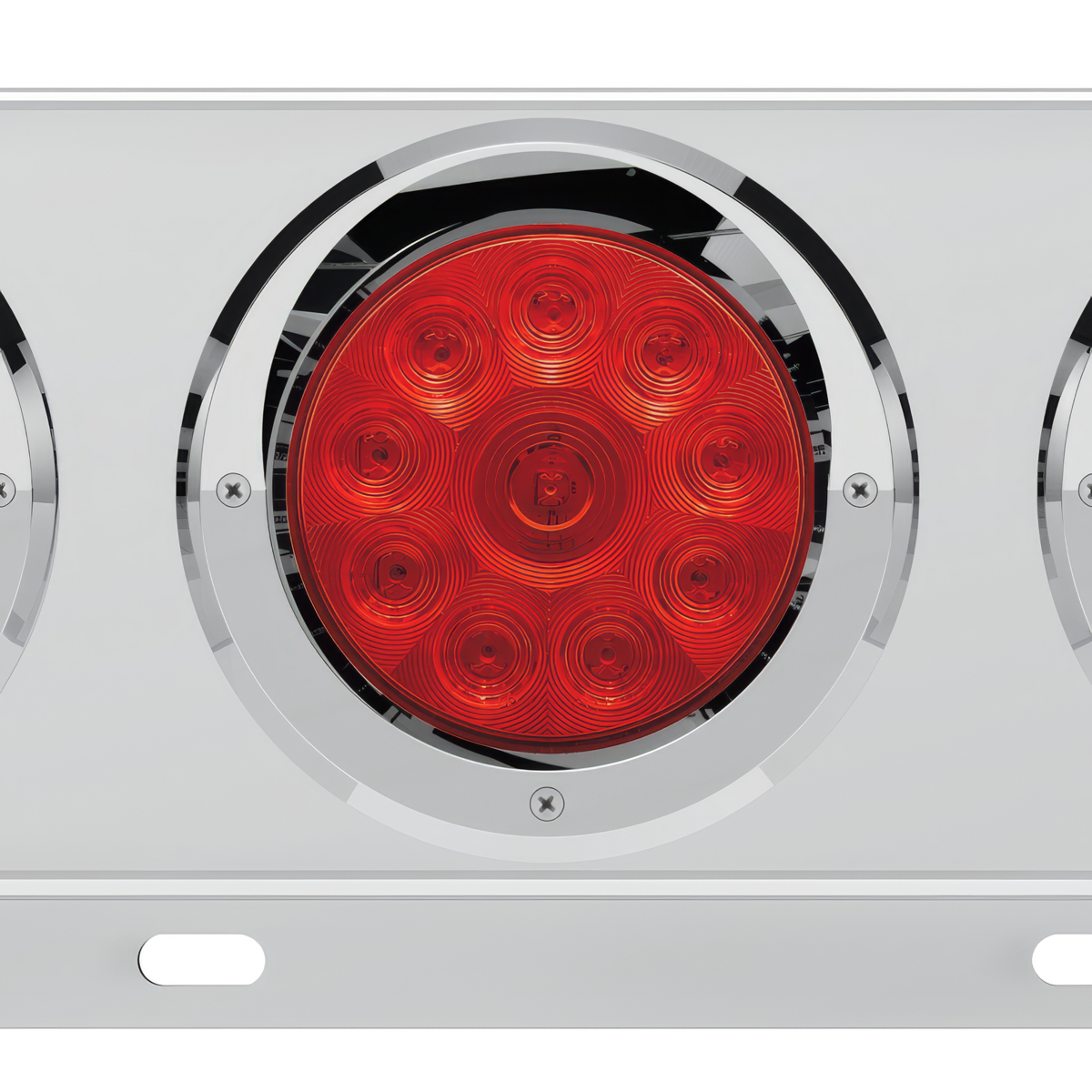3-3/4" Bolt Pattern Deluxe SS Spring Loaded Bar W/6X 10 LED 4" Lights & Visors -Red LED & Lens (Pair)