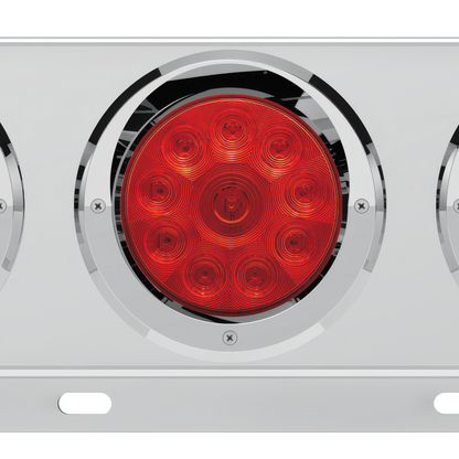 3-3/4" Bolt Pattern Deluxe SS Spring Loaded Bar W/6X 10 LED 4" Lights & Visors -Red LED & Lens (Pair)