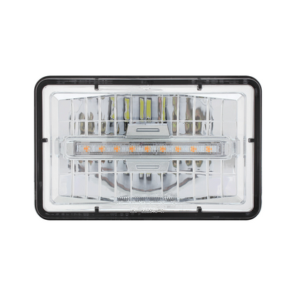 ULTRALIT - 4" X 6" Rectangular LED Headlight With Amber LED Position Light - Low Beam