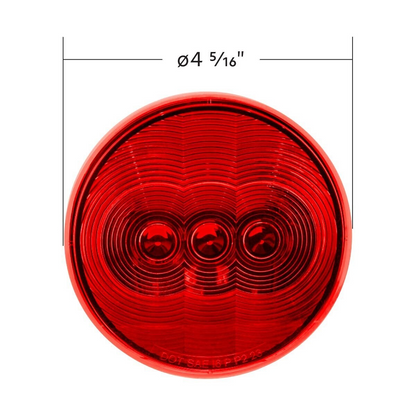 3 LED 4" Round Light (Stop, Turn, & Tail)-Red LED/Red Lens