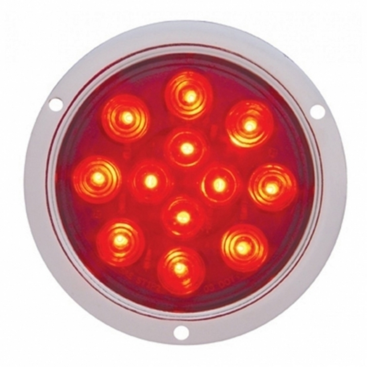 12 LED 4" Round Flange Mount Light (Stop, Turn & Tail) - Red LED/Red Lens