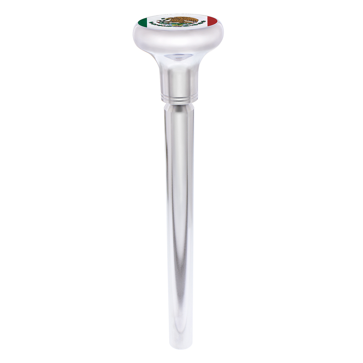 1/2"-13 Thread-On Gearshift Knob With Mexico Flag Sticker - Chrome