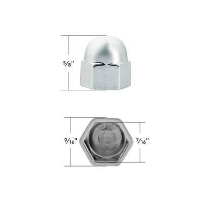 7/16" X 5/8" Chrome Die-Cast Acorn Nut Cover (50 pcs/Bag)