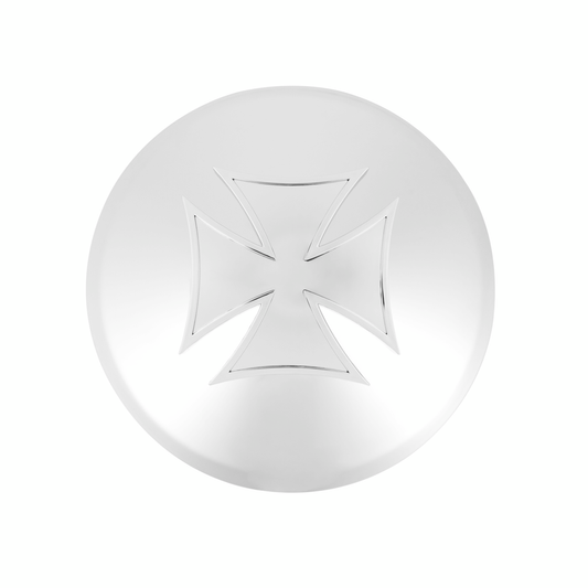 Universal Chrome Front Hubcap With Iron Cross Spinner - 7/16" Lip