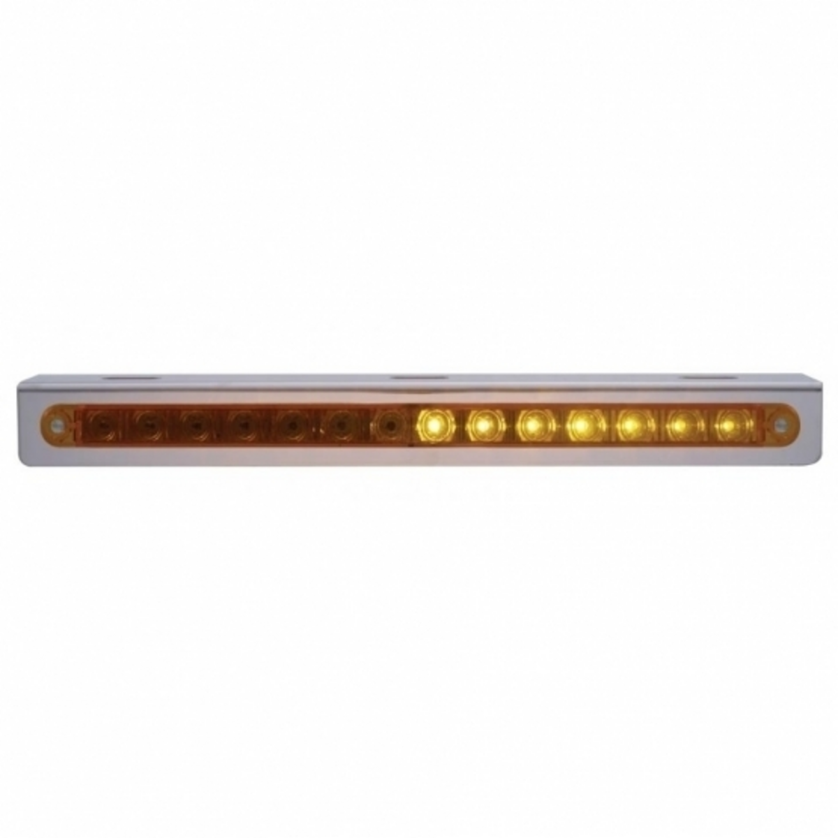 Stainless Light Bracket With 14 LED 12" Sequential Light Bar (Right to Left) - Amber LED/Amber Lens