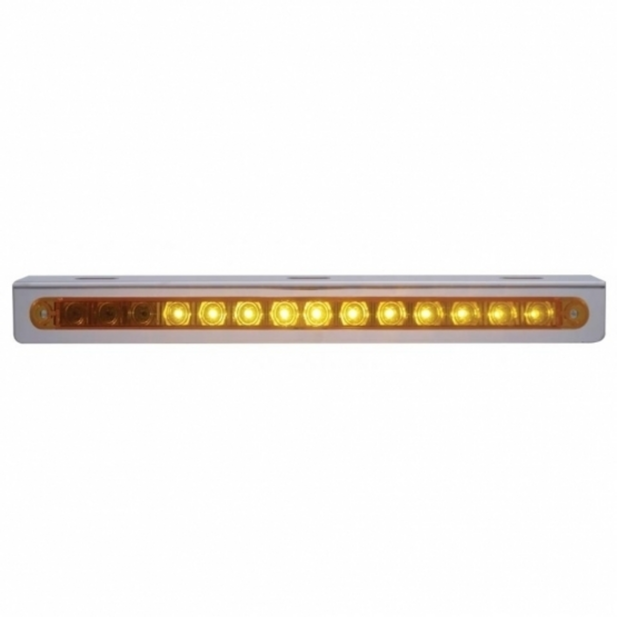 Stainless Light Bracket With 14 LED 12" Sequential Light Bar (Right to Left) - Amber LED/Amber Lens