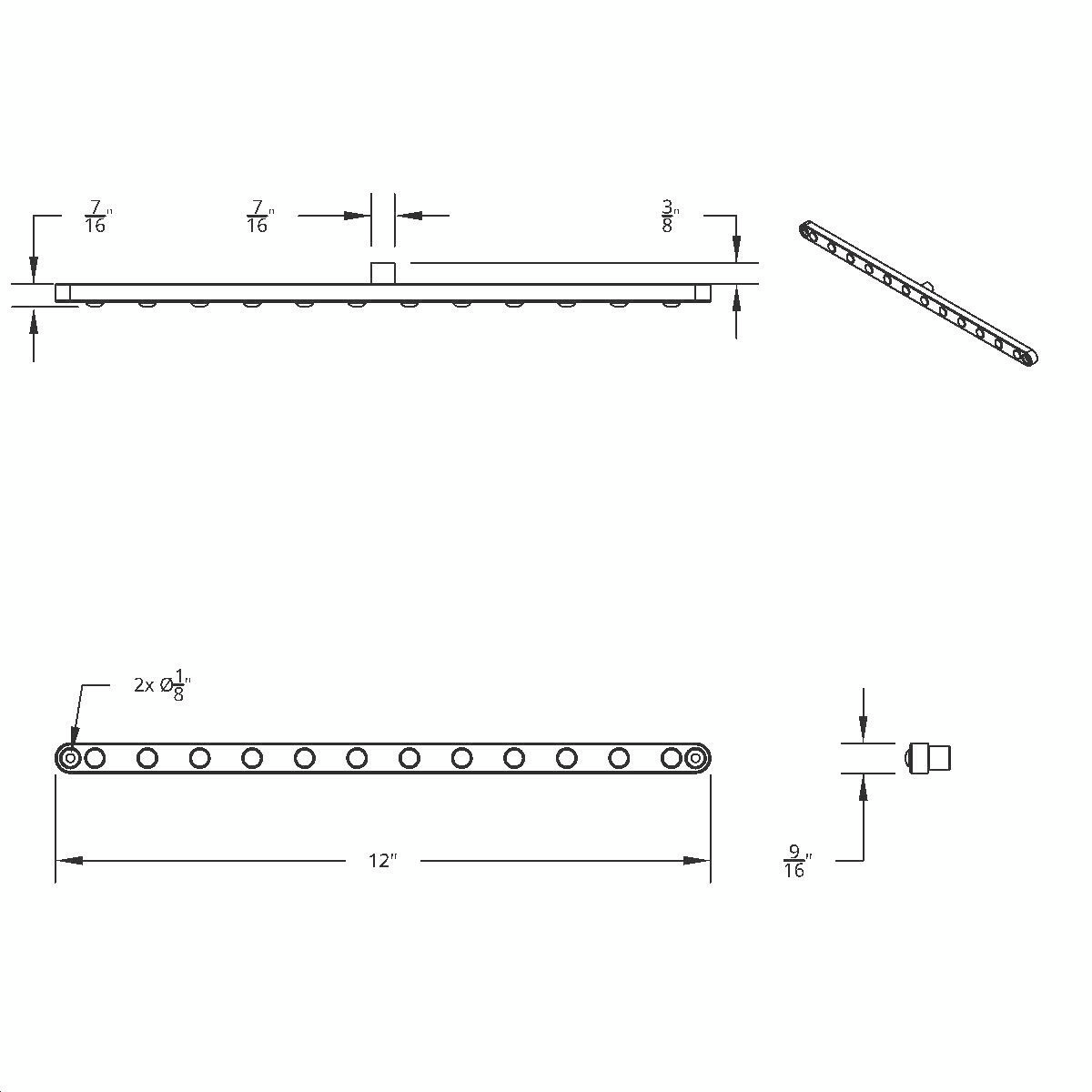 12 LED 12" Ultra Slim Light Bar Only (Stop, Turn & Tail) - Red LED/Clear Lens (Bulk)