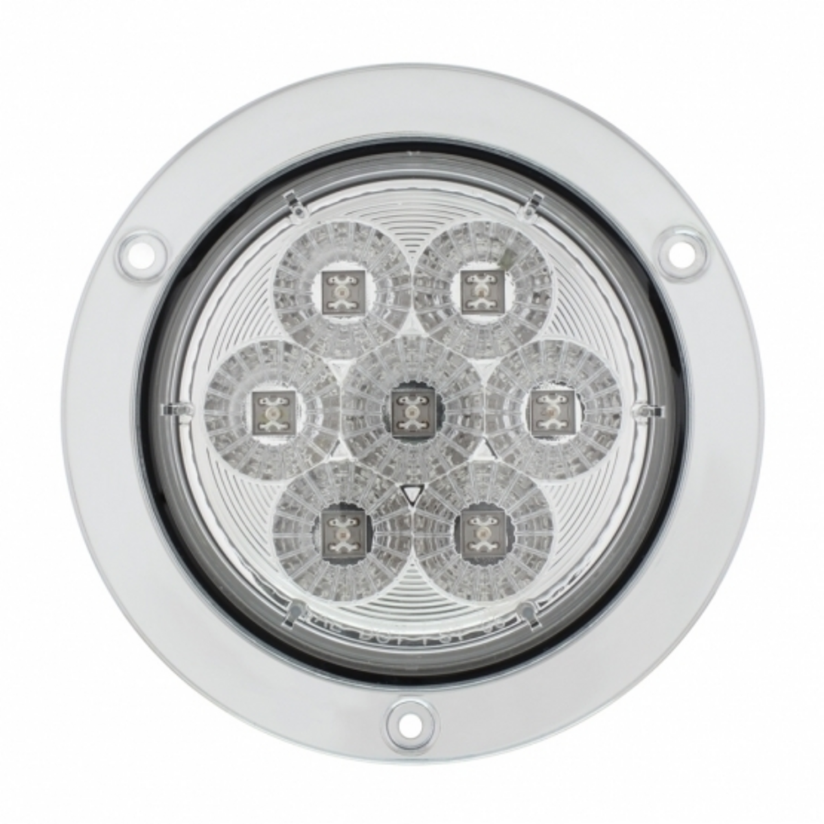 7 LED 4" Round SS Flange Light (Stop, Turn & Tail) - Red LED/Clear Lens