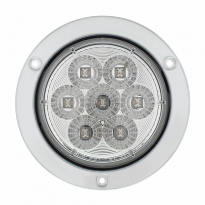 7 LED 4" Round SS Flange Light (Stop, Turn & Tail) - Red LED/Clear Lens